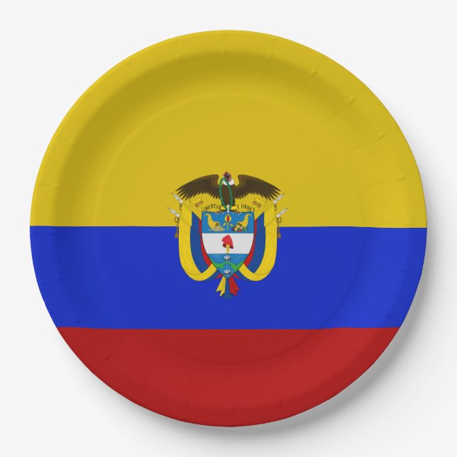 Colombia flag-coat of arms    paper plate (Front)