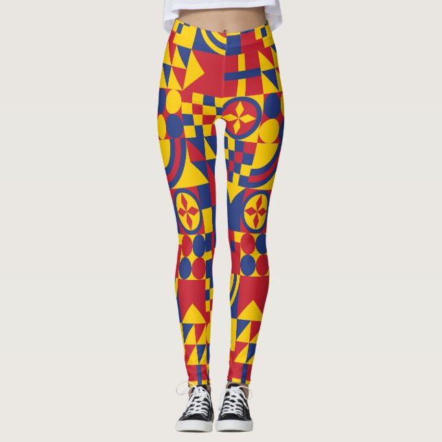 Colombia Flag Colourful Pattern Leggings (Front)