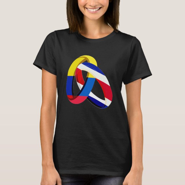 Colombia Flag Costa Rica Grown Ring Marriage Weddi T-Shirt (Front)