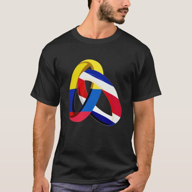 Colombia Flag Costa Rica Grown Ring Marriage Weddi T-Shirt (Front)