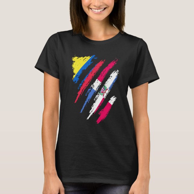 Colombia Flag Dominican Grown Patriot Country Stri T-Shirt (Front)