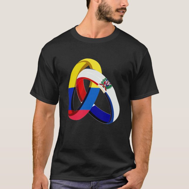 Colombia Flag Dominican Grown Ring Marriage Weddin T-Shirt (Front)