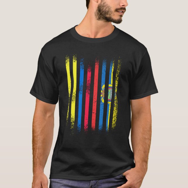 Colombia Flag Ecuador Grown Country Flags Stripes T-Shirt (Front)