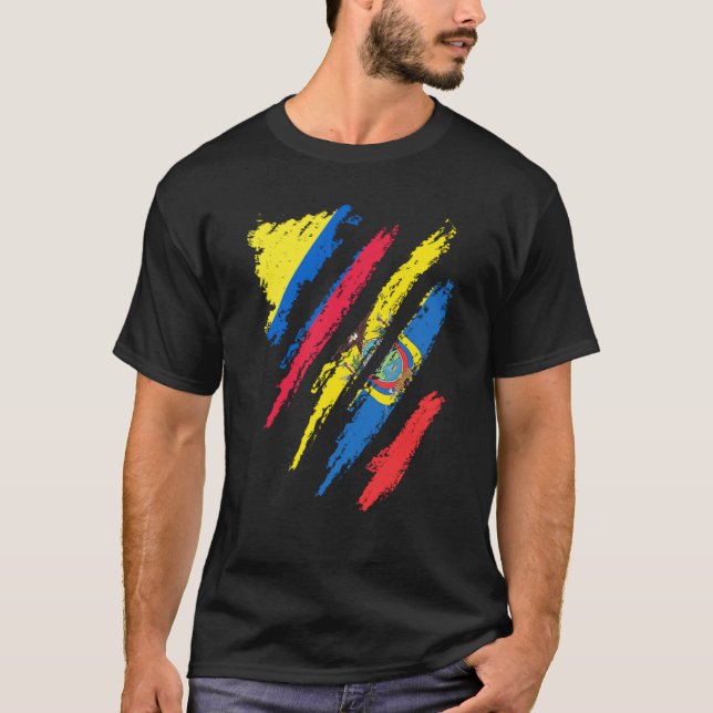 Colombia Flag Ecuador Grown Patriot Country Stripe T-Shirt (Front)