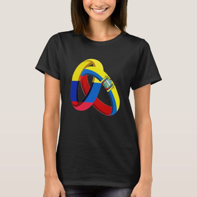 Colombia Flag Ecuador Grown Ring Marriage Wedding T-Shirt (Front)