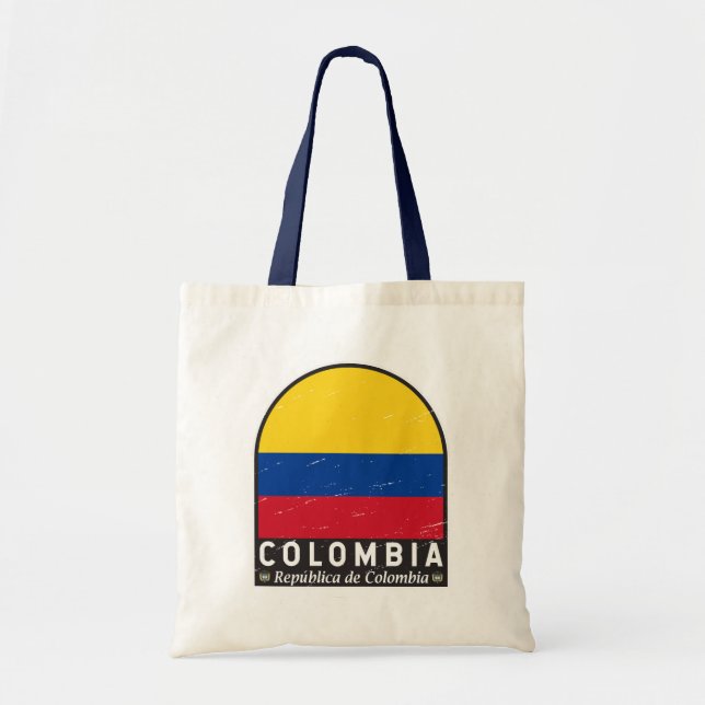 Colombia Flag Emblem Distressed Vintage Tote Bag (Front)