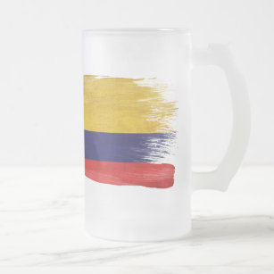 Colombia Flag Frosted Glass Beer Mug