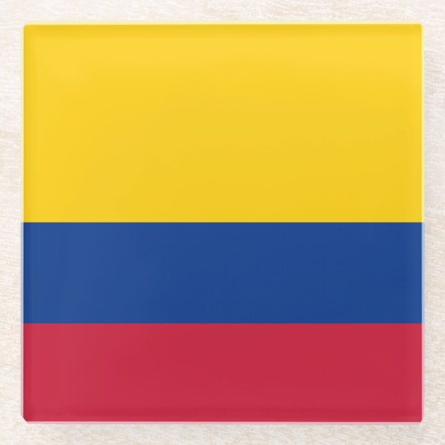 Colombia Flag Glass Coaster (Front)