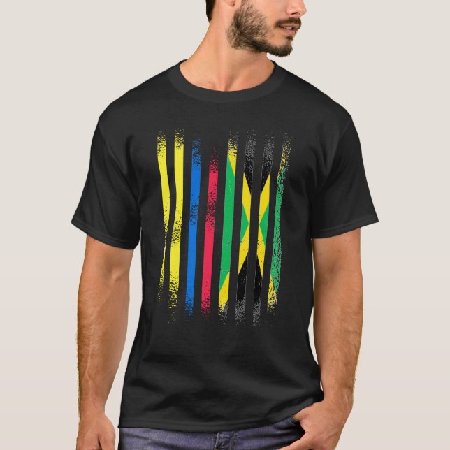 Colombia Flag Jamaica Grown Country Flags Stripes T-Shirt (Front)