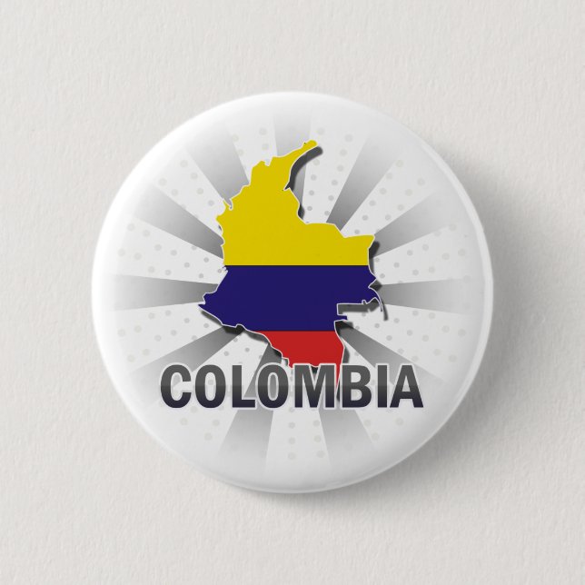 Colombia Flag Map 2.0 6 Cm Round Badge (Front)