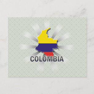 Colombia Flag Map 2.0 Postcard