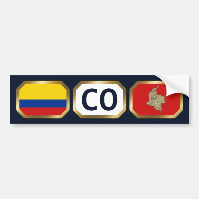Colombia Flag Map Code Bumper Sticker (Front)