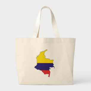 Colombia Flag Map full size Large Tote Bag