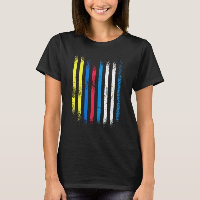 Colombia Flag Nicaragua Grown Country Flags Stripe T-Shirt (Front)