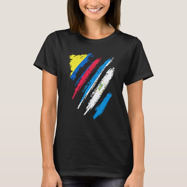 Colombia Flag Nicaragua Grown Patriot Country Stri T-Shirt (Front)