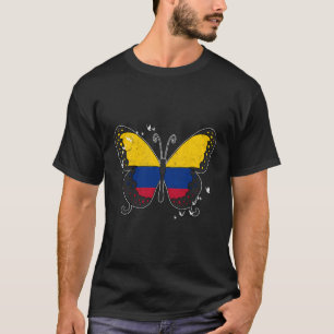 Colombia Flag Proud Colombian Hispanic Butterfly T-Shirt