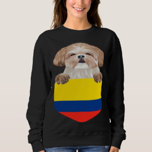 Colombia Flag Shih Tzu Dog In Pocket Sweatshirt