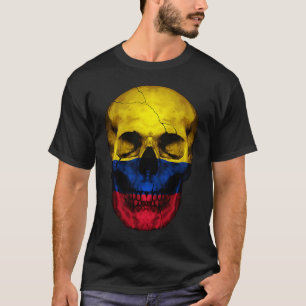 Colombia Flag Skull Colombian Roots Proud Patrioti T-Shirt