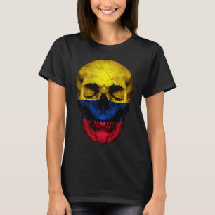 Colombia Flag Skull Colombian Roots Proud Patrioti T-Shirt