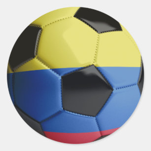 Colombia Flag Soccer Ball Classic Round Sticker
