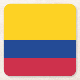 Colombia Flag Square Paper Coaster
