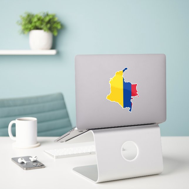 Colombia Flag Sticker (Laptop On Desk)
