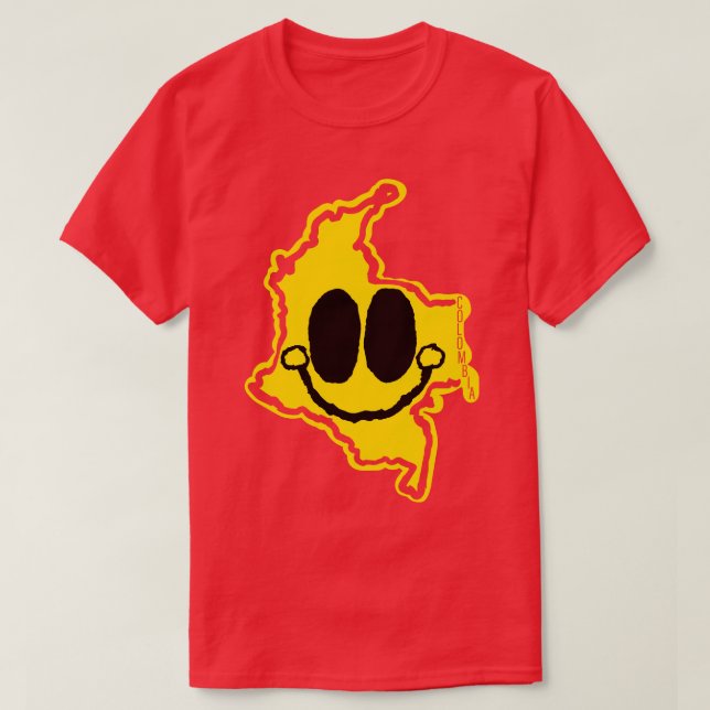 Colombia Happy toon Map Face with smile T-Shirt (Design Front)