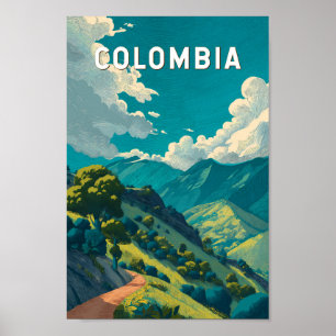 Colombia Illustration Travel Art Vintage Poster