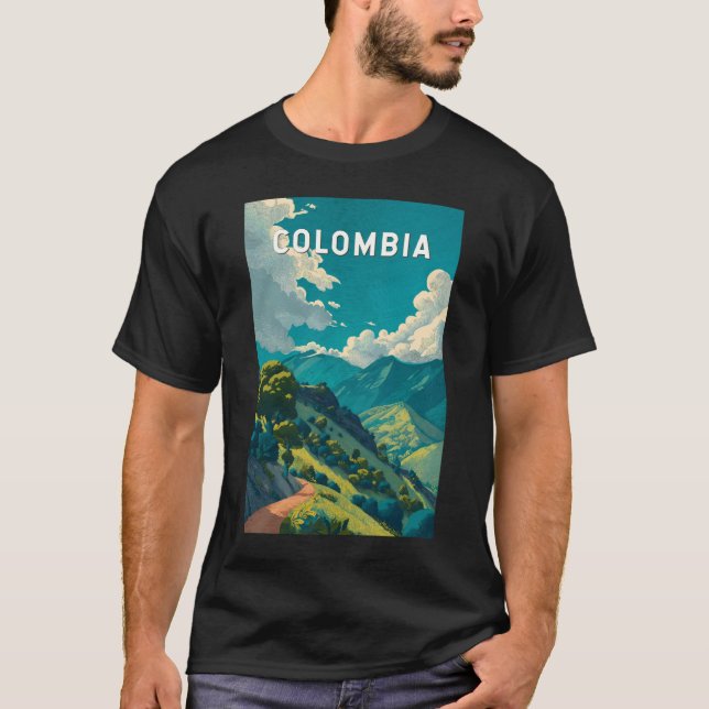 Colombia Illustration Travel Art Vintage T-Shirt (Front)