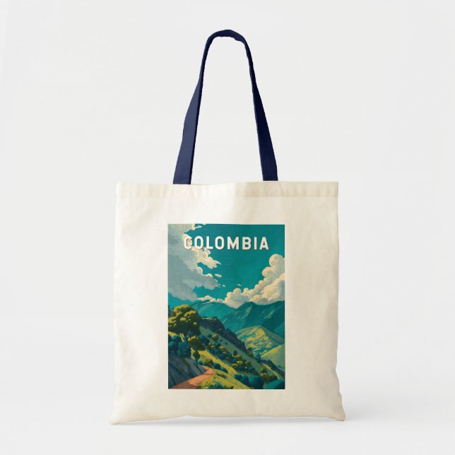 Colombia Illustration Travel Art Vintage Tote Bag (Front)