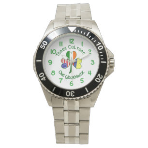 Colombia Ireland USA Shamrock Personalised Text Watch