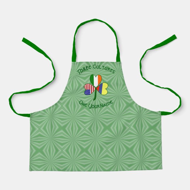Colombia Irish USA Flags Shamrock Personalised Kid Apron (Front)