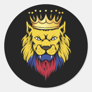 Colombia Lion King Flag Classic Round Sticker