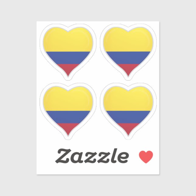 Colombia love flag pride heart sticker (Sheet)