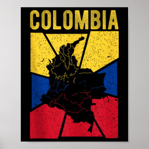 Colombia Map Flag Colombian National Expat Patriot Poster
