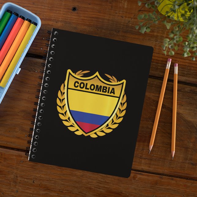 Colombia National Flag Gold Crest Badge Notebook (Colombia National Flag Gold Crest Badge Notebook)