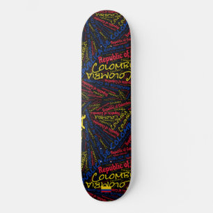 Colombia National Pride Wordcloud Skateboard