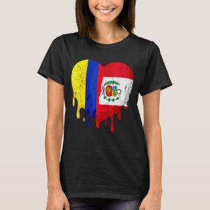 Colombia Peru Flag Heart Citizen Grown Patriot Cou T-Shirt