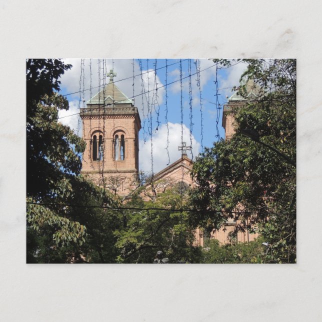 Colombia-Plaza Bolivar-Medellin-Iglesia Postcard (Front)