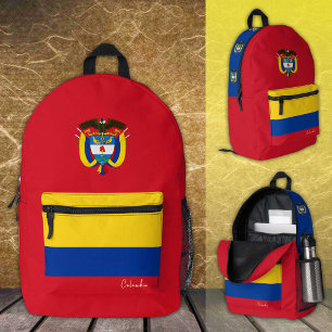 Colombia, Red backpack, Colombian Flag / patriotic Printed Backpack