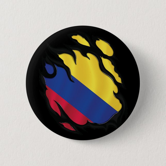 Colombia Ripped Flag 6 Cm Round Badge (Front)
