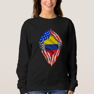 Colombia Roots Usa Flag Patriotic Colombian Herita Sweatshirt