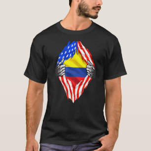 Colombia Roots Usa Flag Patriotic Colombian Herita T-Shirt
