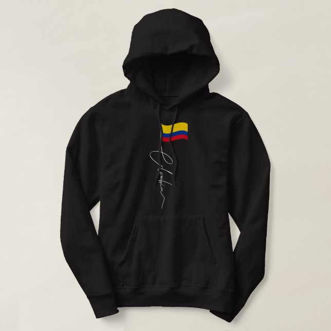 Colombia Signature Flag Pole - Patriotic Colombian Hoodie (Design Front)