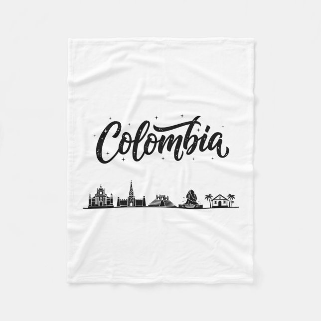 Colombia Skyline Travel Vacation Outfits  Fleece Blanket (Front)