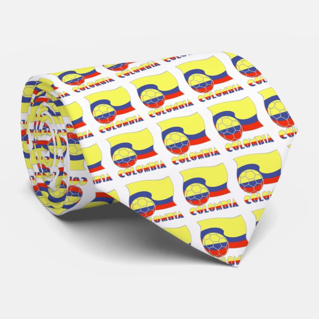 Colombia Soccer Ball and Flag Tie (Rolled)