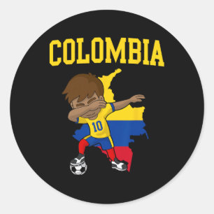Colombia Soccer Colombian Footll Dabbing Classic Round Sticker