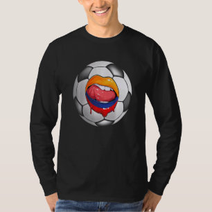 Colombia Soccer Fan Colombian Flag Mouth T-Shirt