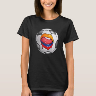 Colombia Soccer Fan Colombian Flag Mouth T-Shirt