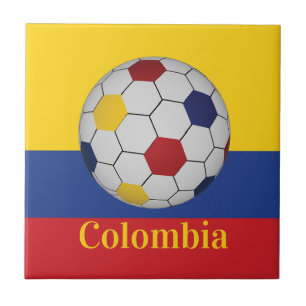 Colombia Soccer Poster Ceramic Tile